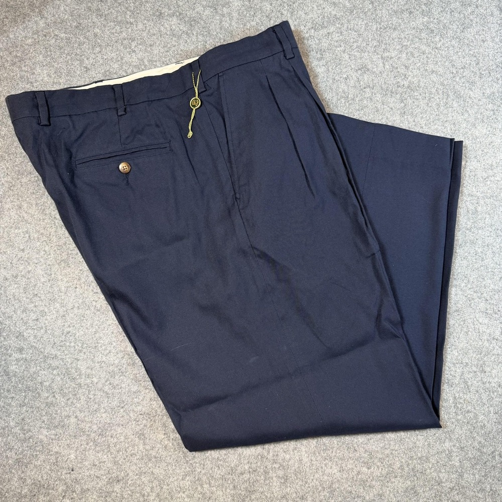 Bobby Jones Pants Mens 40x28 Blue Silk Cotton Pleated Dress Trousers Classic